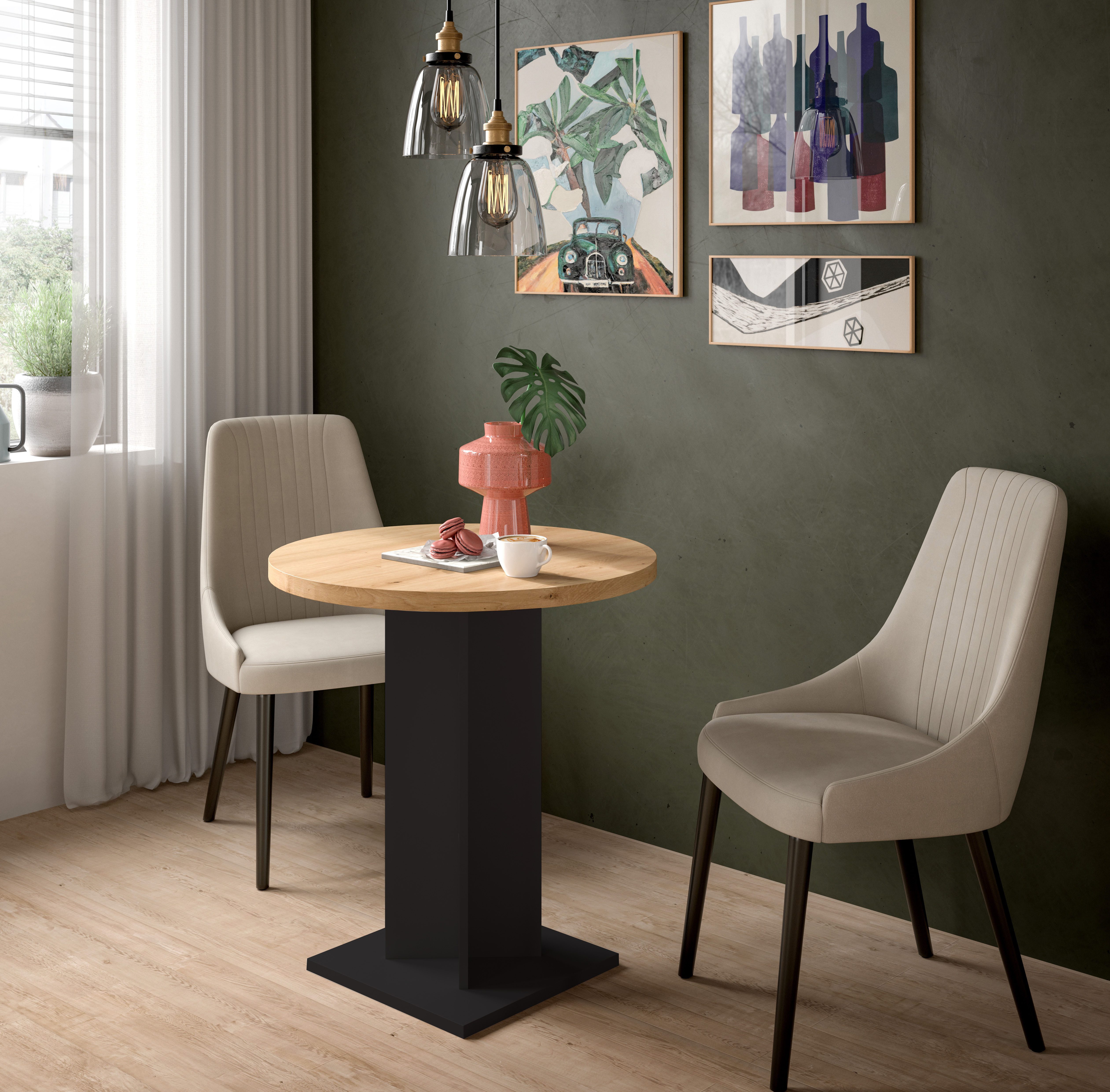 Home affaire Esstisch GERO, 70x76x70 cm, mit Säulengestell, runde Tischplatte (1-St., in verschiedenen Ausführungen erhältlich), Tisch, Esstisch, Esszimmer, Esszimmertisch, Küchetisch, Bartisch