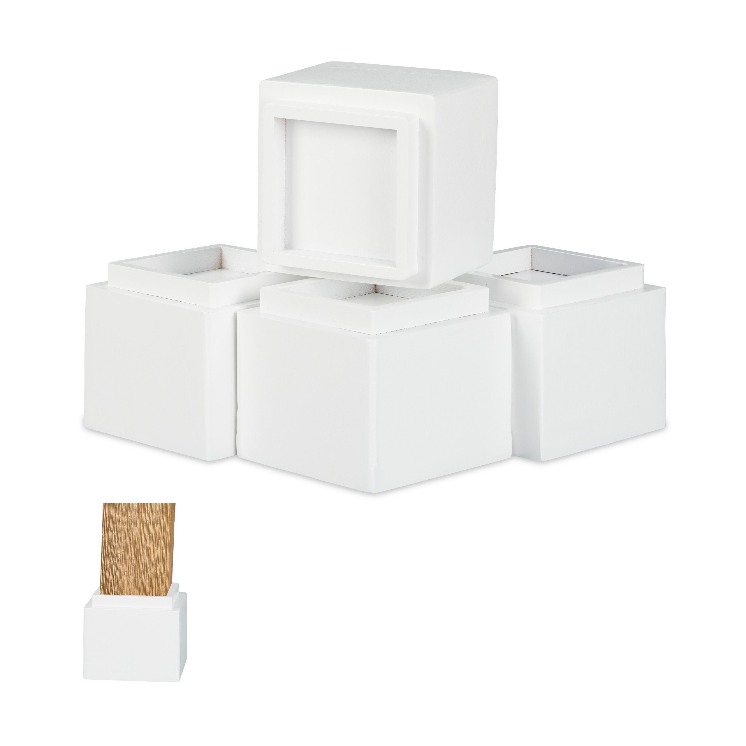 relaxdays Erhöhungs-Set Möbelerhöher 4er Set in versch. Farben, weiß günstig online kaufen