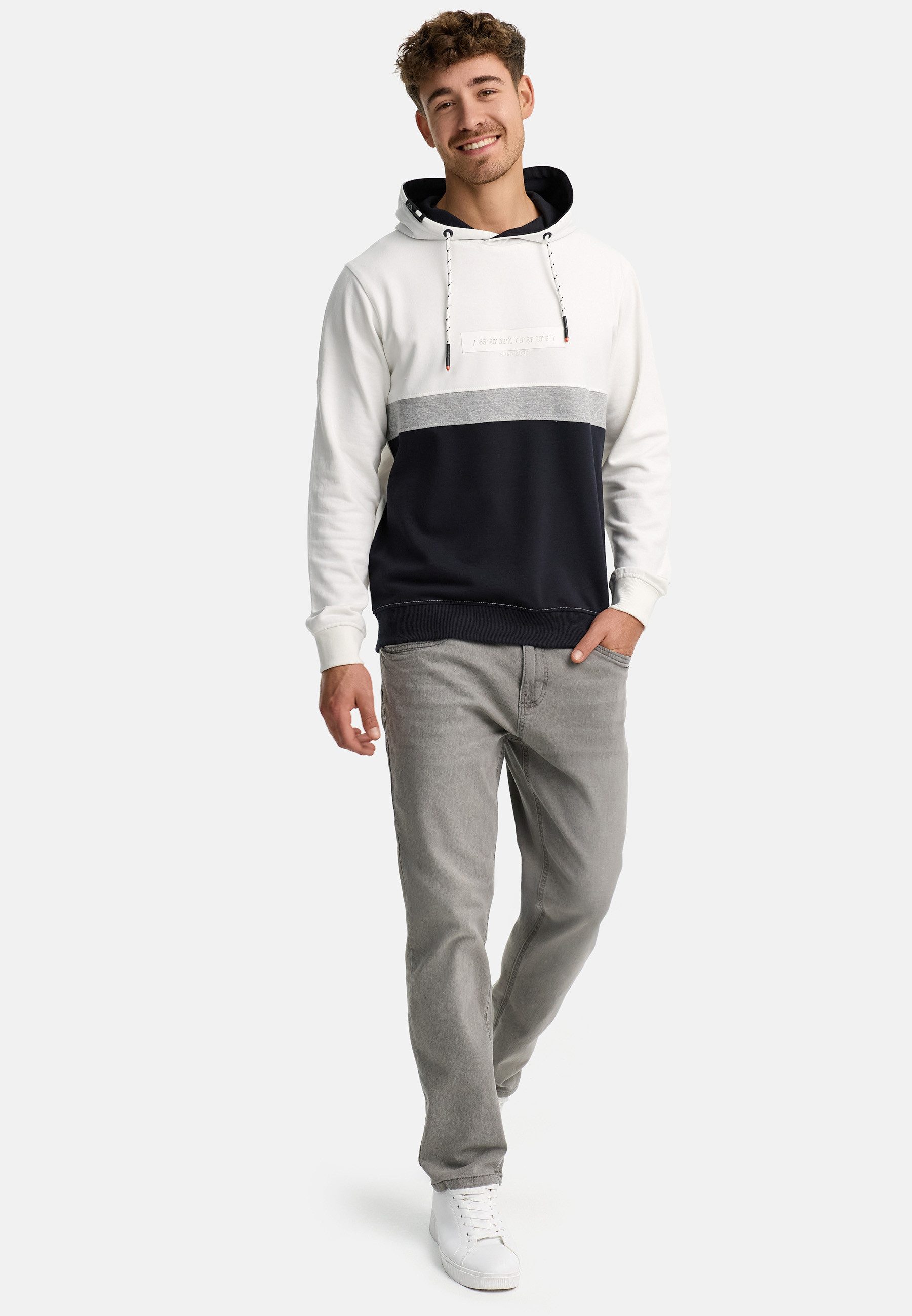 Indicode Hoodie Herren INMagnus Sweatshirt Kapuze Herrenhoodie (Kapuzenpullover) Stylischer Kapuzenpullover mit Colorblock-Design