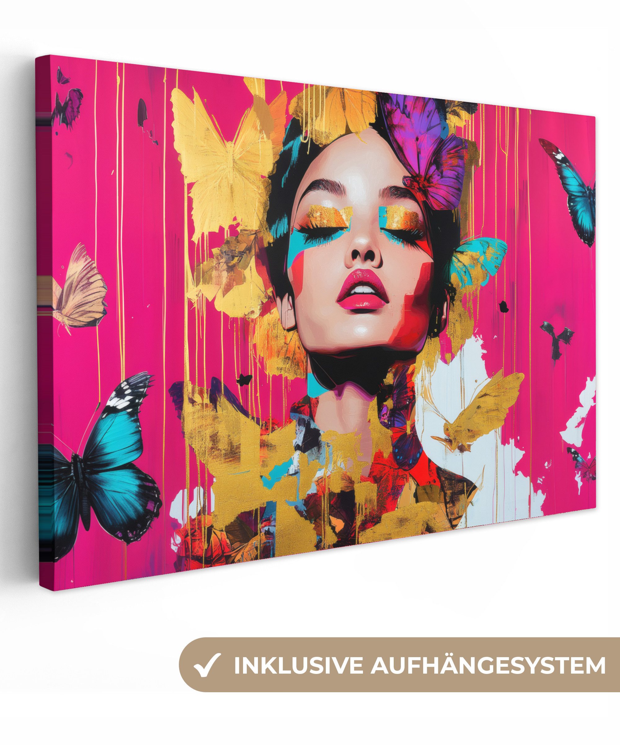 OneMillionCanvasses® Leinwandbild Frau - Abstrakt - Farbenfroh, Fotodruck ( günstig online kaufen
