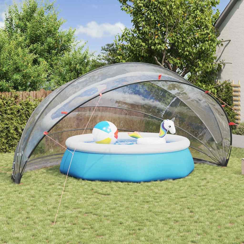 vidaXL Poolüberdachung, Pool-Dome Transparent 592 x 590 x 275 cm PVC