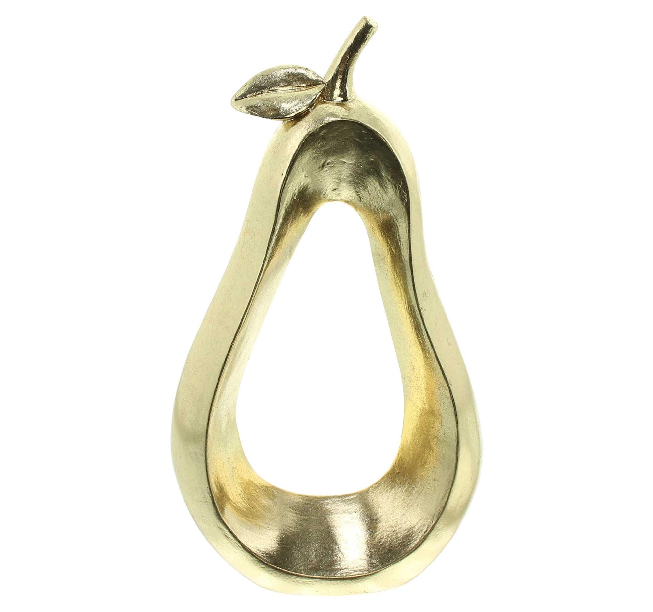 Dekofigur 2x Dekofigur Apfel & Birne Polyresin Gold – Dekoobst