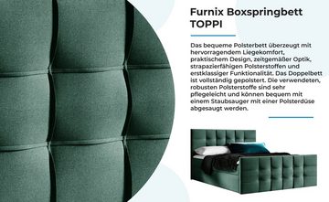 Furnix Boxspringbett TOPPI 140/160/180/200x200 mit Kopf- und Fußteil & Topper Farbe/Größe, Länge 213, Höhe Kopfteil 103 cm, hochwertige Polsterstoffe