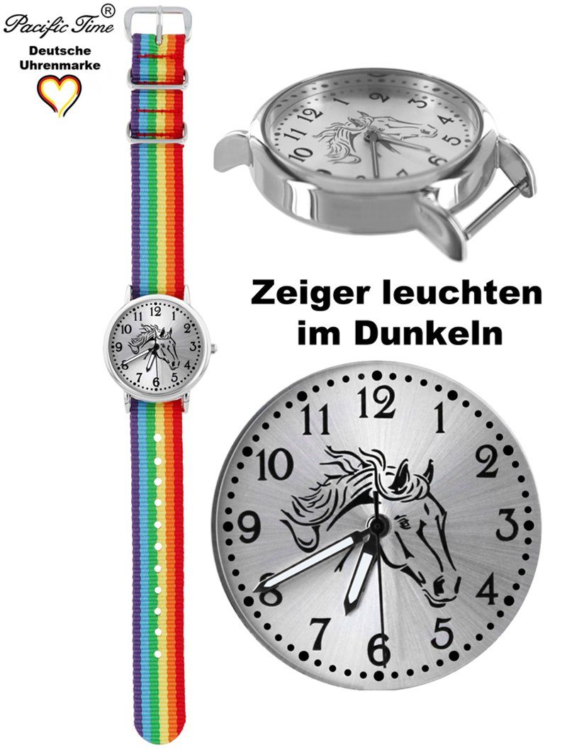 Pacific Time Quarzuhr Kinder Armbanduhr Pferd schwarz Wechselarmband, Mix und Match Design - Gratis Versand