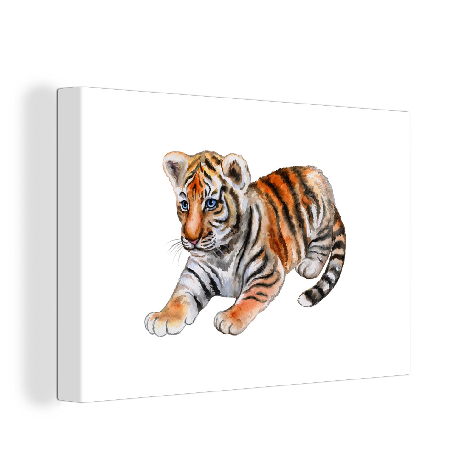 OneMillionCanvasses® Leinwandbild Tiger - Baby - Weiß, (1 St), Wandbild Leinwandbilder, Aufhängefertig, Wanddeko, 30x20 cm
