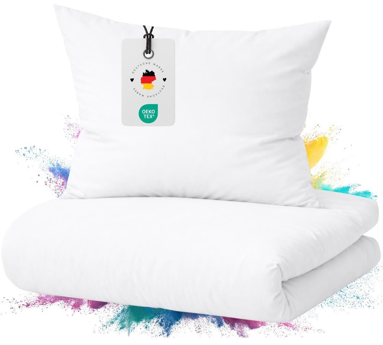 Carpe Sonno Bettwäsche Mako Satin 135 x 200 - 155 x 220 - 200 x 200 Bettwäsche 100% Baumwolle, Mako-Satin, 2 teilig, OEKO-TEX Makosatin Bettbezug mit Reißverschluss 155x220 Einfarbig Weiß