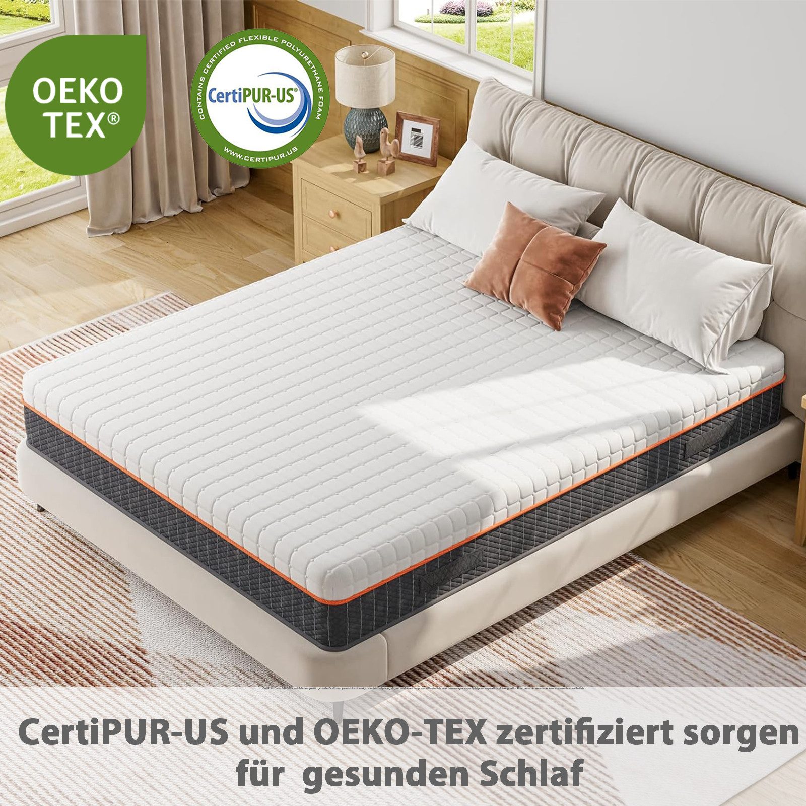 Komfortschaummatratze H3-H4 Härtegrad mit Atmungsaktiver Bezug, Uliyati, (16 cm hoch), 90x200 cm – Bild 4 von 5