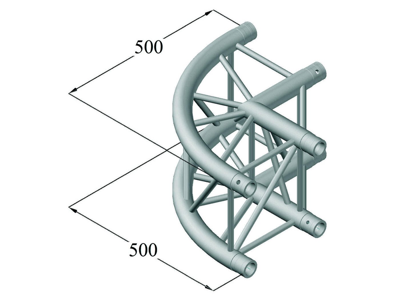 Thumbnail - Alutruss Rahmentraverse ALUTRUSS QUADLOCK 6082C-21R 2-Wege-Ecke 90°