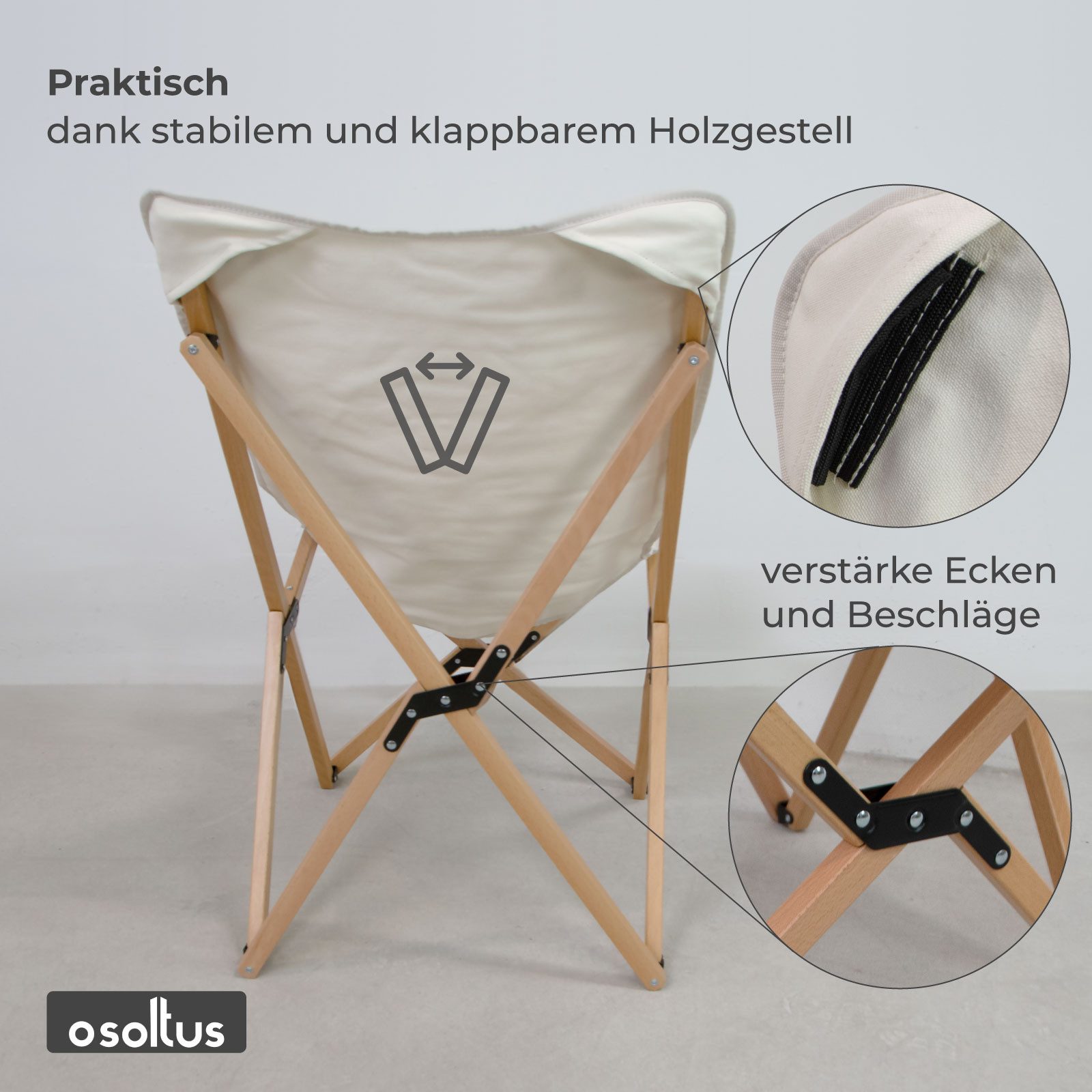 osoltus Campingstuhl osoltus Holz Faltsessel Sessel Campingsessel Jessi Sahara natur – Bild 5 von 5