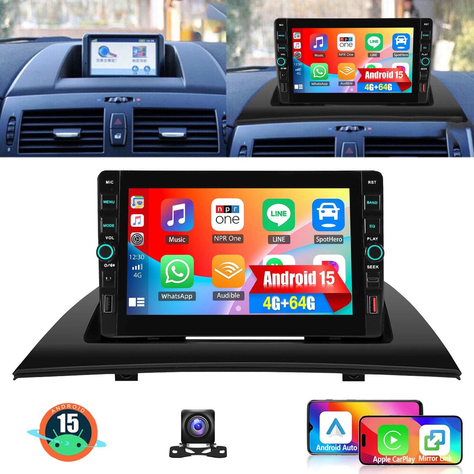 ESSGOO Autoradio Android15 Für BMW X3 E83 2006-2010 GPS Navi WIFI Carplay USB Autoradio (RDS, 4+64GB(optional), Digitalradio (DAB), FM, SWC, Apple Carplay Android Auto GPS Navi WIFI BT EQ)