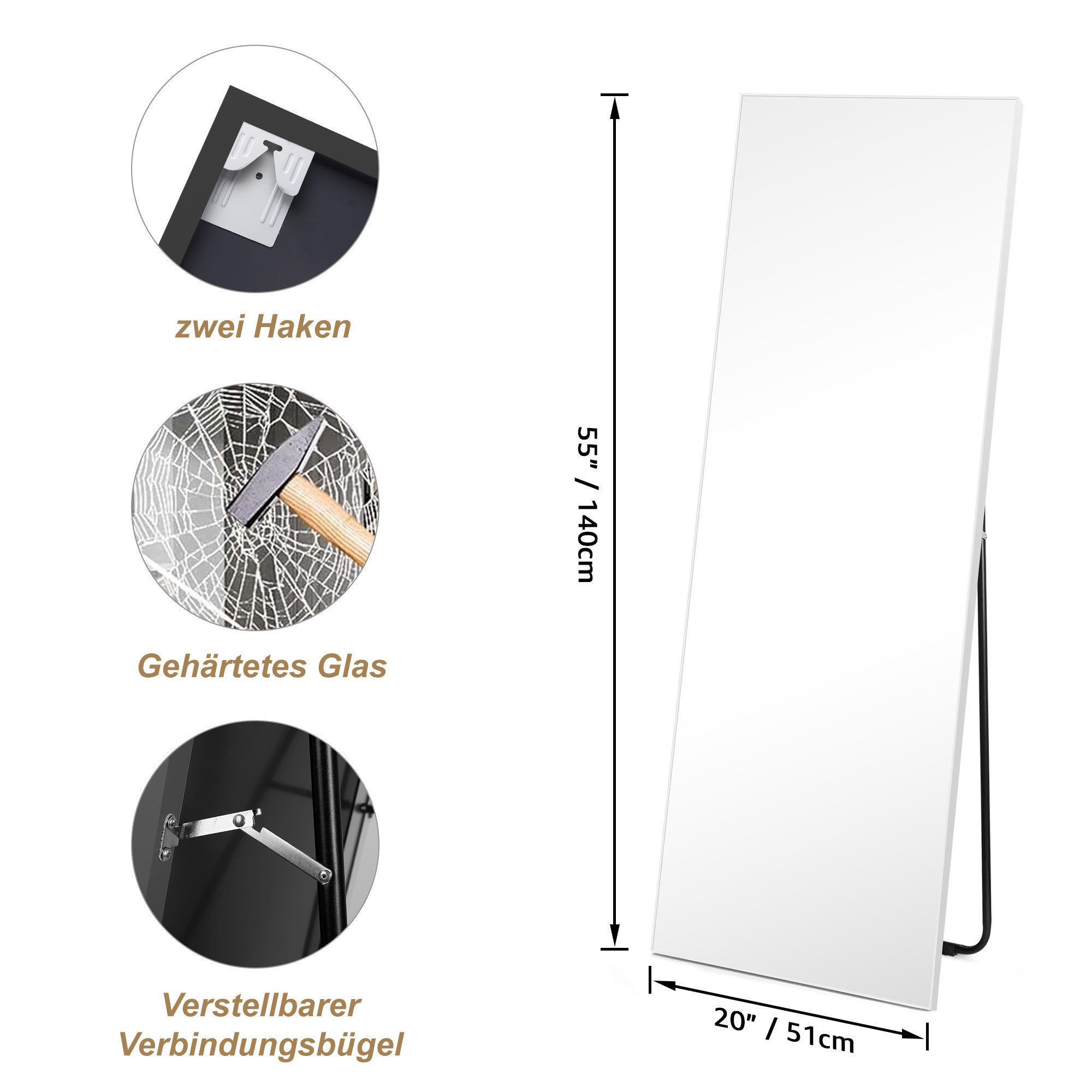 HORLIMER Ganzkörperspiegel Flexibler Standspiegel Wandspiegel, Klare günstig online kaufen