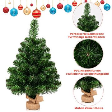 COSTWAY Künstlicher Weihnachtsbaum, Tisch Tannenbaum, mit PVC Nadeln, 60cm