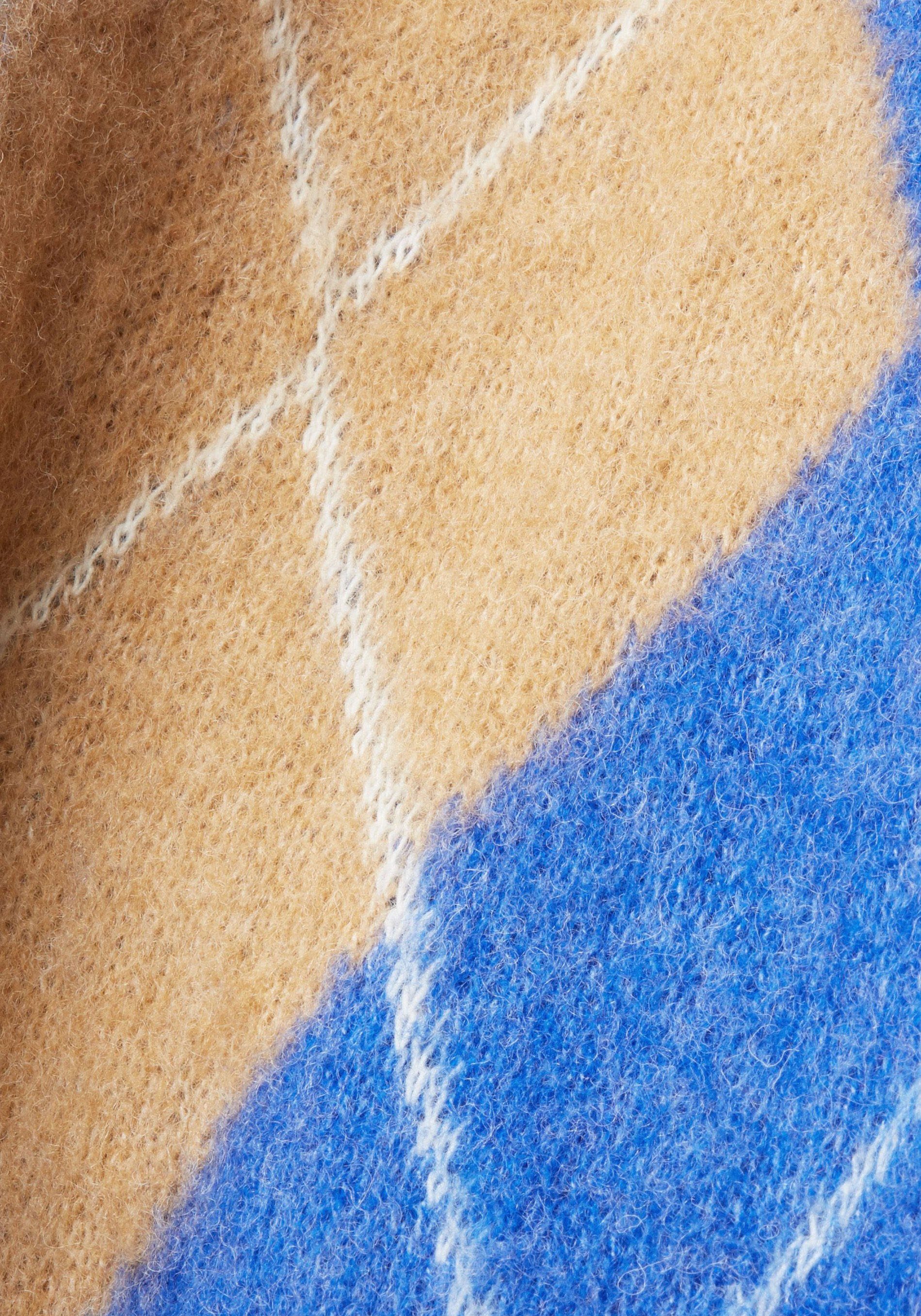Esprit Strickpullover beige, weiß blau, mit Griff flauschigem