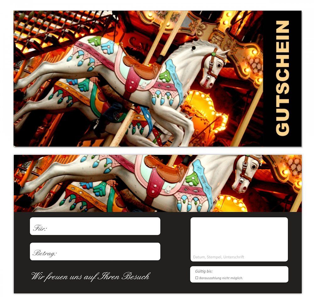 Geschenkkarte Geschenkgutschein Premium Kirmes Rummel (Karussel-674)