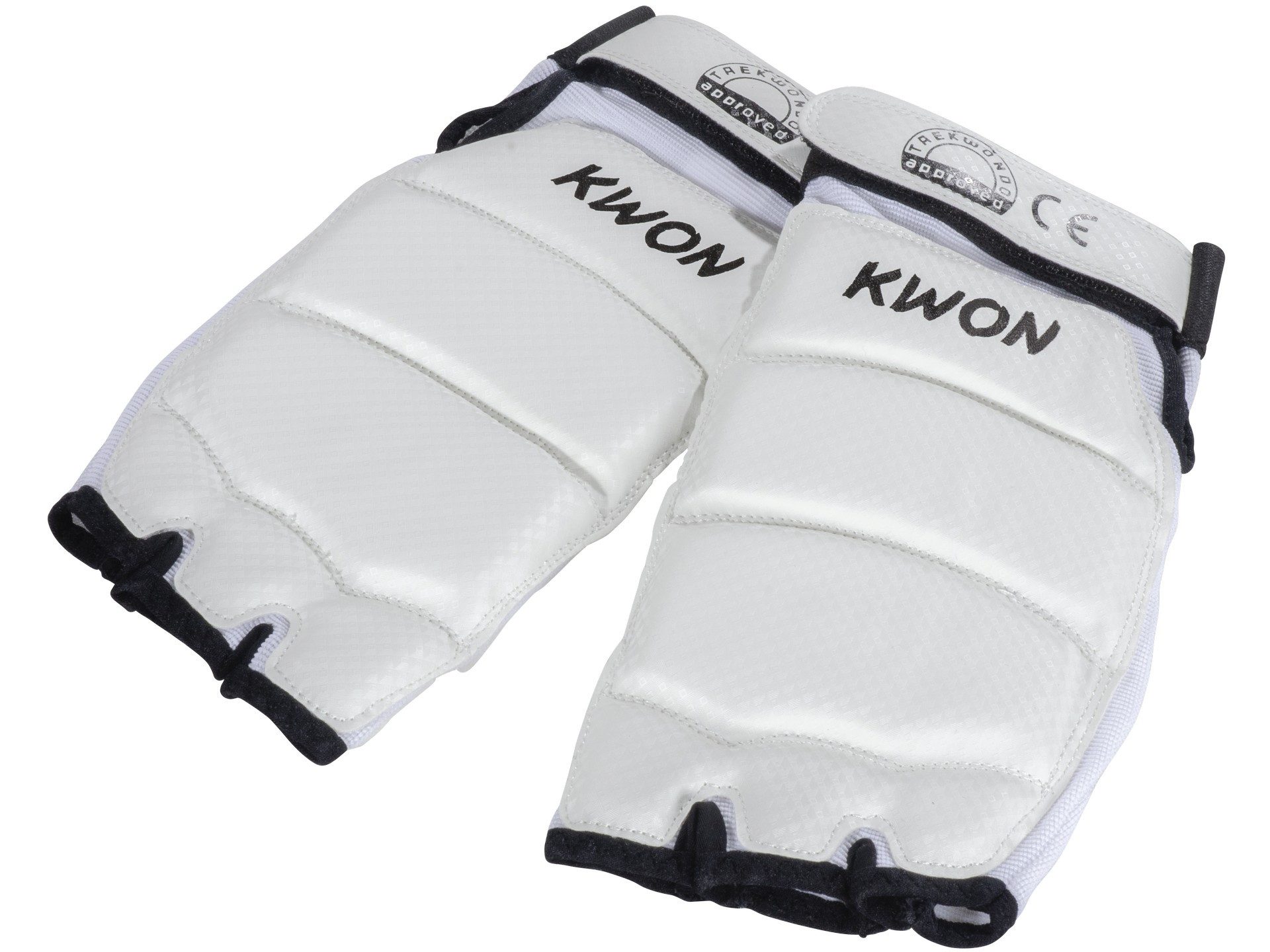 KWON Fußschutz Taekwondo WT Fußschützer Fußschoner WTF weiß schwarz (Paar), WT Taekwondo konzipierte, Kunstleder