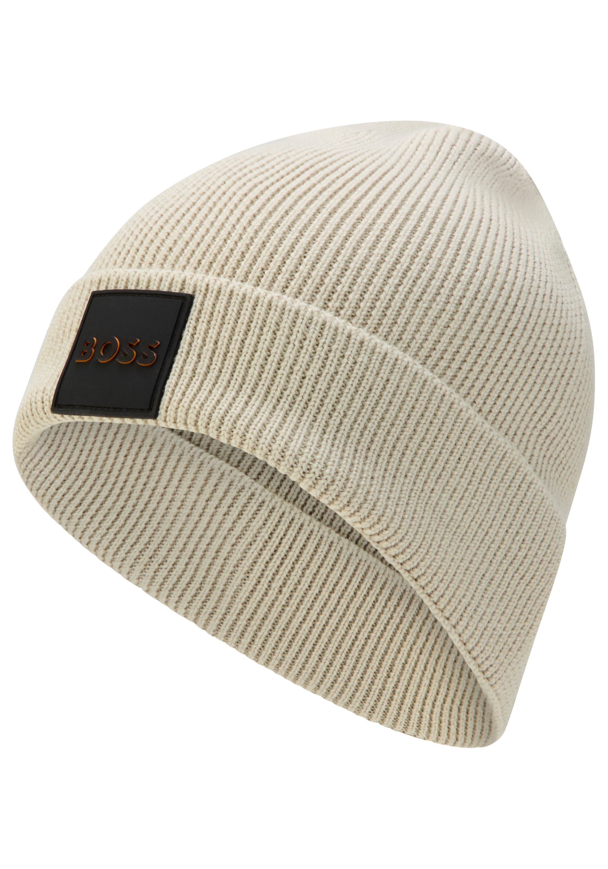 BOSS ORANGE Strickmütze Foxxy Hat mit Label-Aufnäher