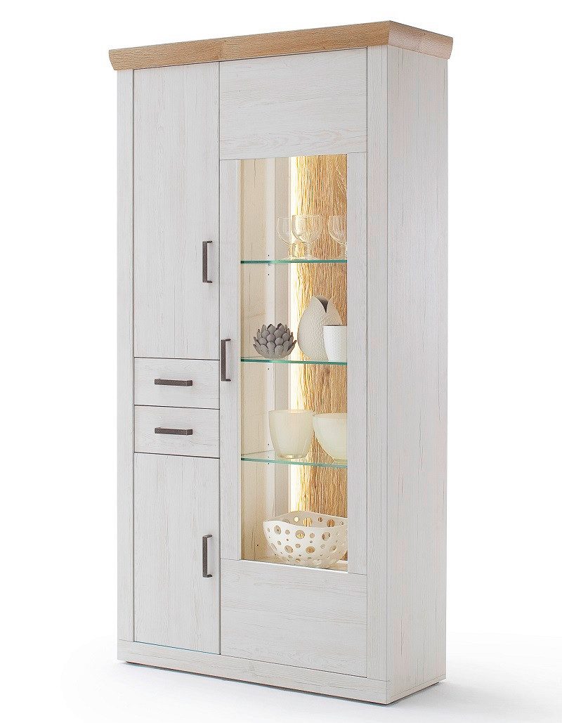 maison bleue Kombi-Vitrine  Zara ¦ weiß ¦ Maße (cm): B: 106 H: 205 T: 40.0 günstig online kaufen