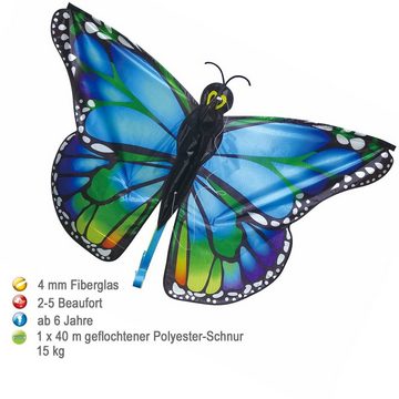 AIROW KITES Flug-Drache Einleiner Susi Schmetterling 4mm Fiberglasgestänge Größe 126x50cm