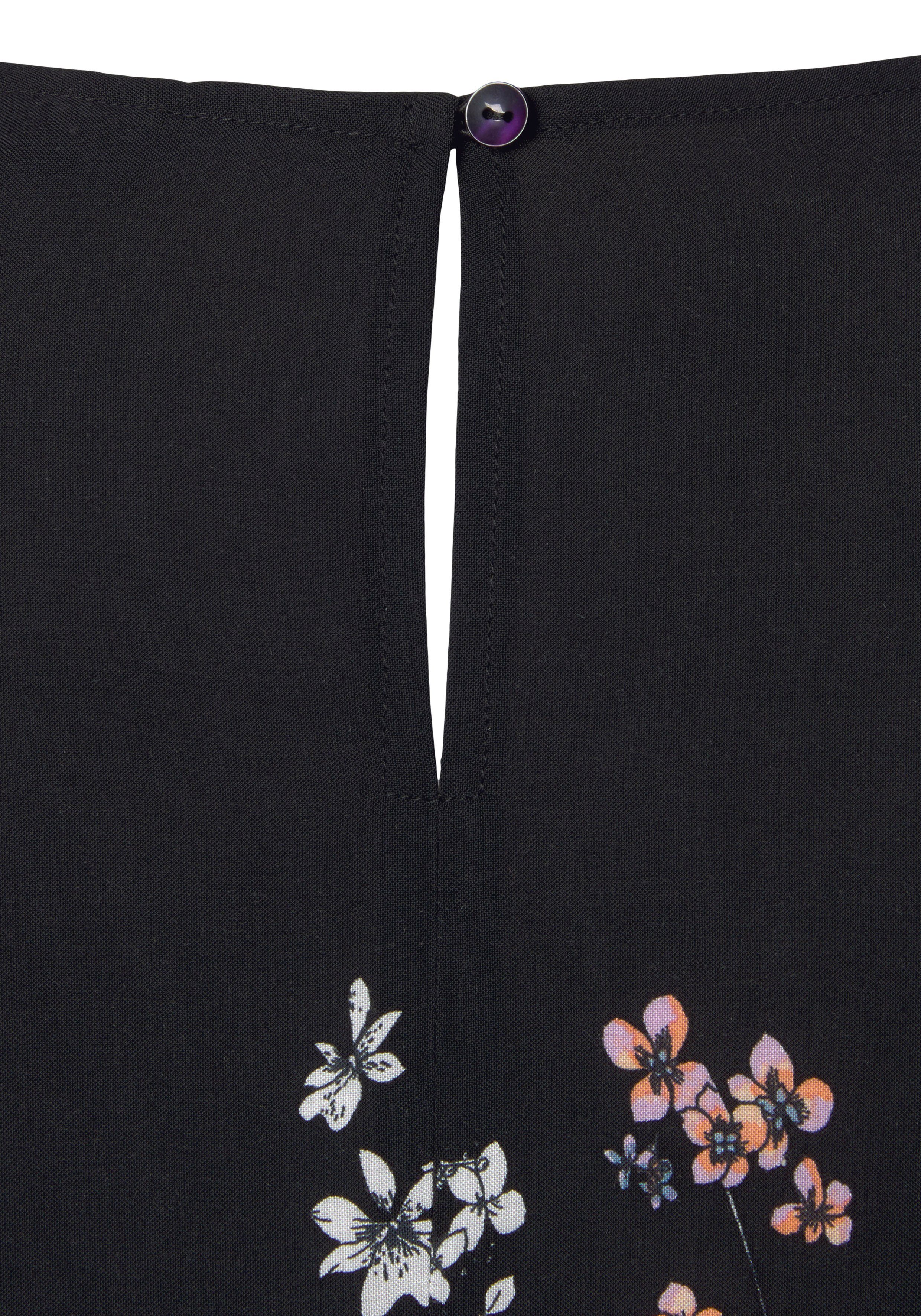 casual Schlupfbluse und mit Blumenprint Trompetenärmeln, Blusenshirt, LASCANA