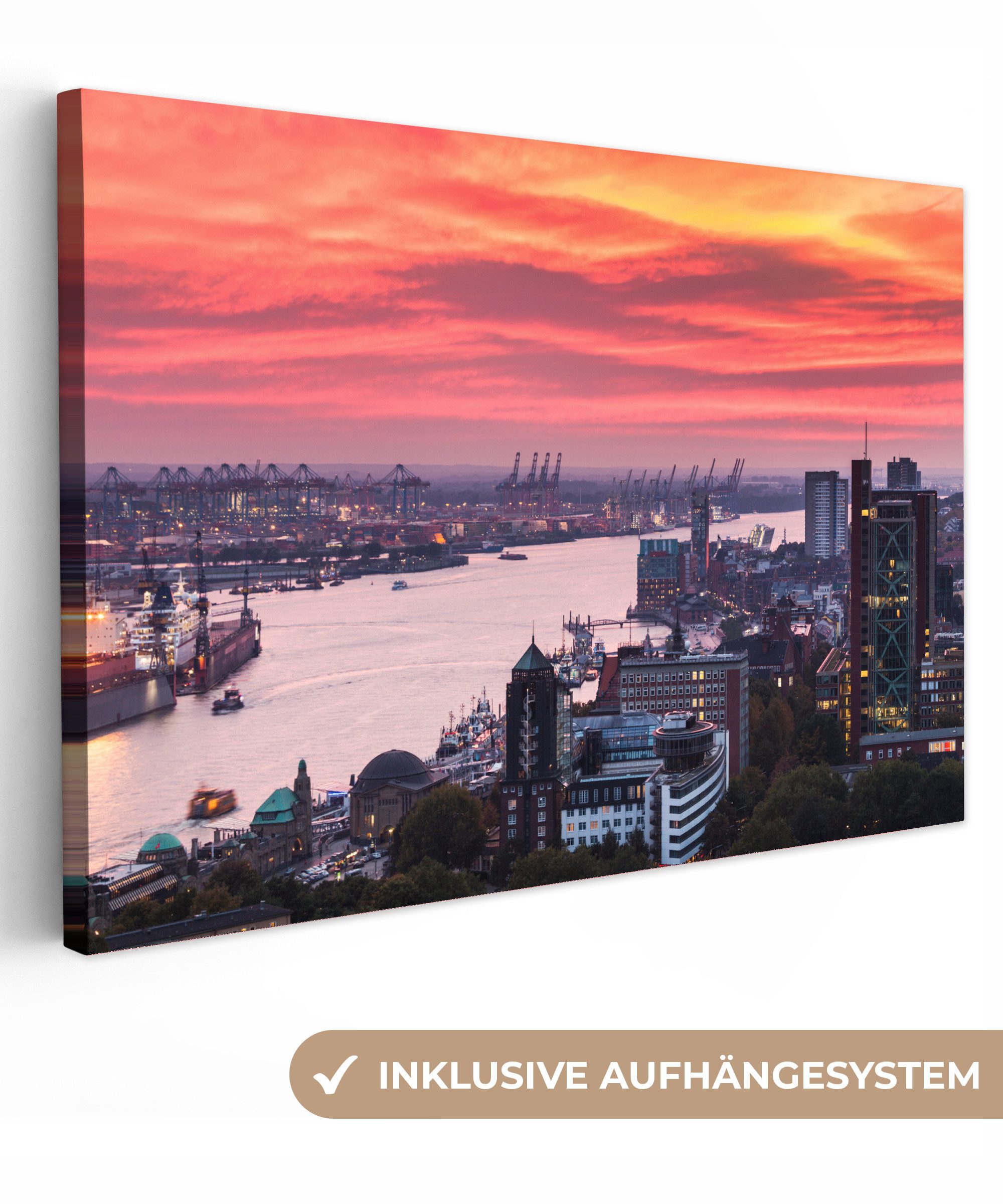 OneMillionCanvasses® Leinwandbild Hamburg - Hafen - Stadt, Fotodruck (1 St) günstig online kaufen