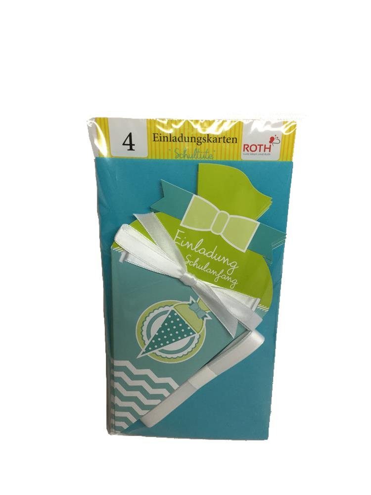 Roth Freizeittasche 1 Set mit 4 Einladungskarten Schultüte blau