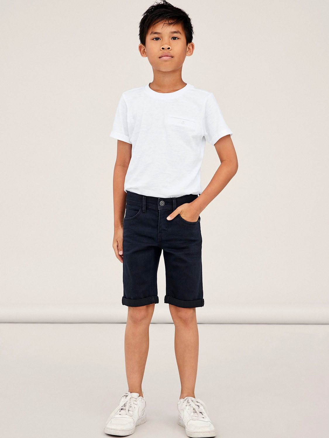 Name It Jeansshorts NKMSILAS SLIM DNM L SHORT Baumwollmischung, Stretch, Umschlagsaum
