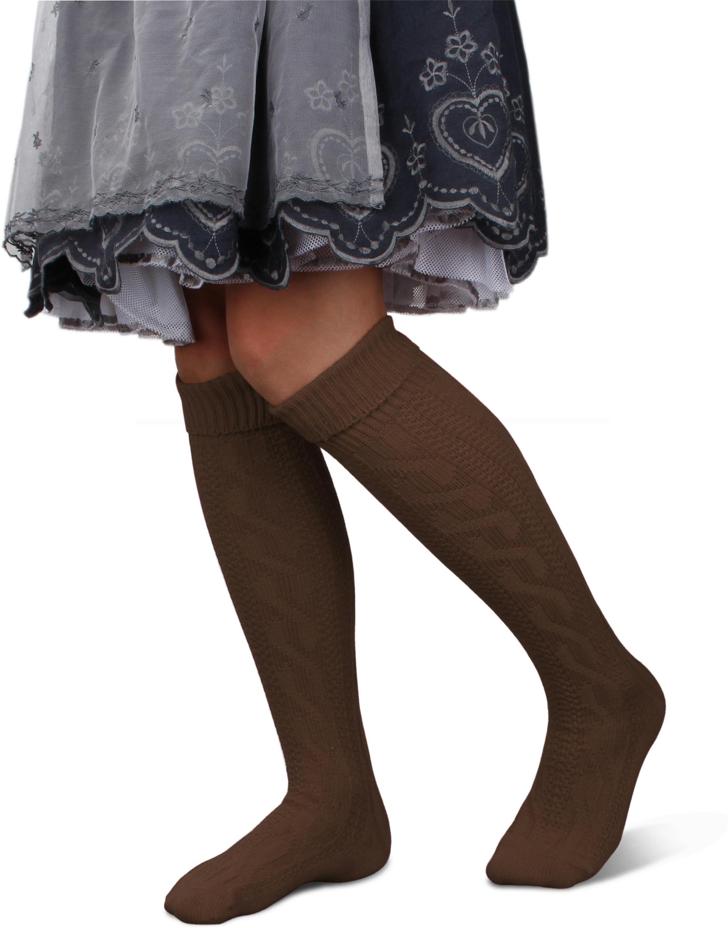 normani Trachtensocken Trachten-Kniestrümpfe (1 Paar) Traditionelles Zopfmuster