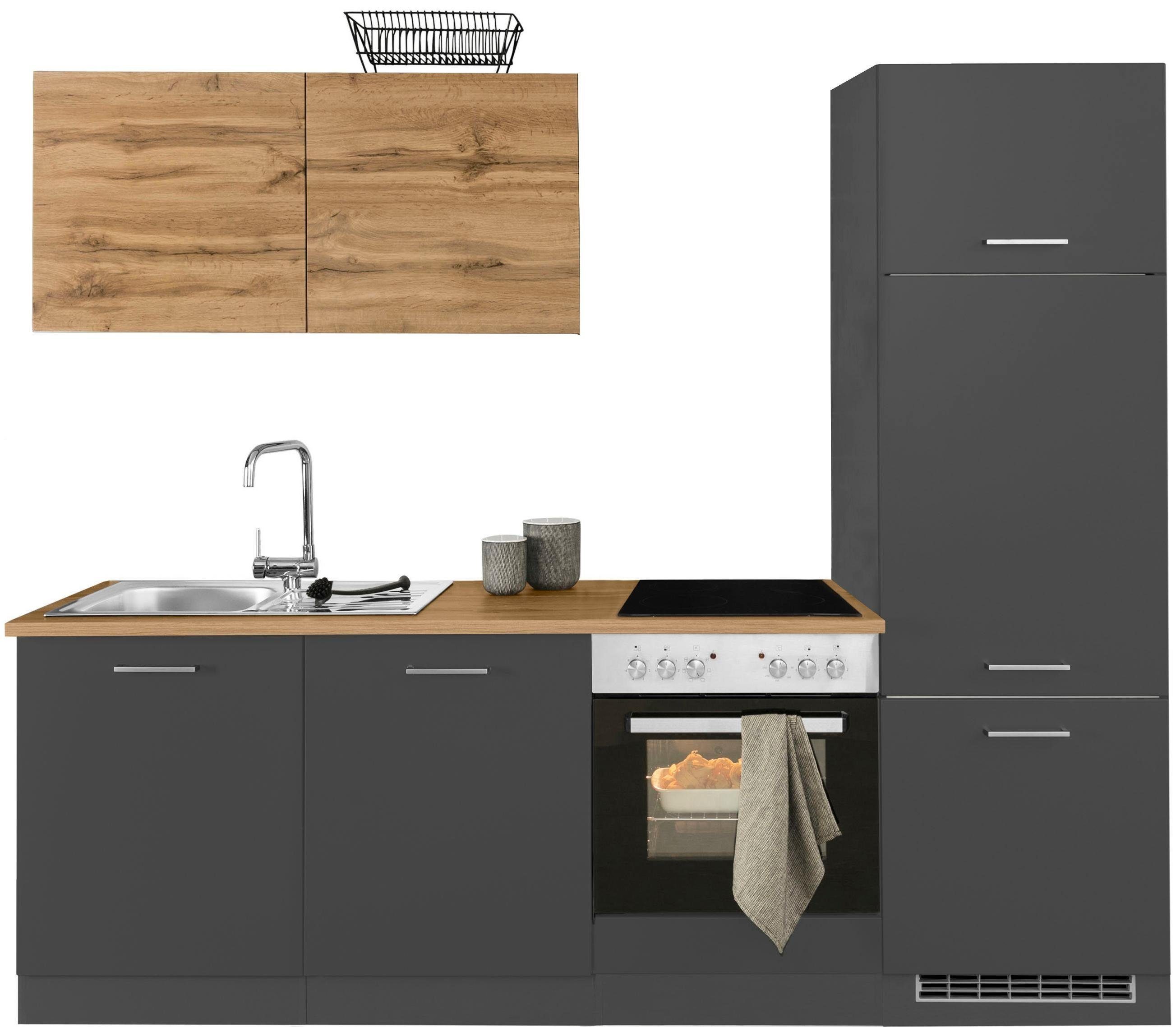 KOCHSTATION Küchenzeile KS-Kehl, ohne E-Geräte, Breite 240 cm, für Kühlschrank