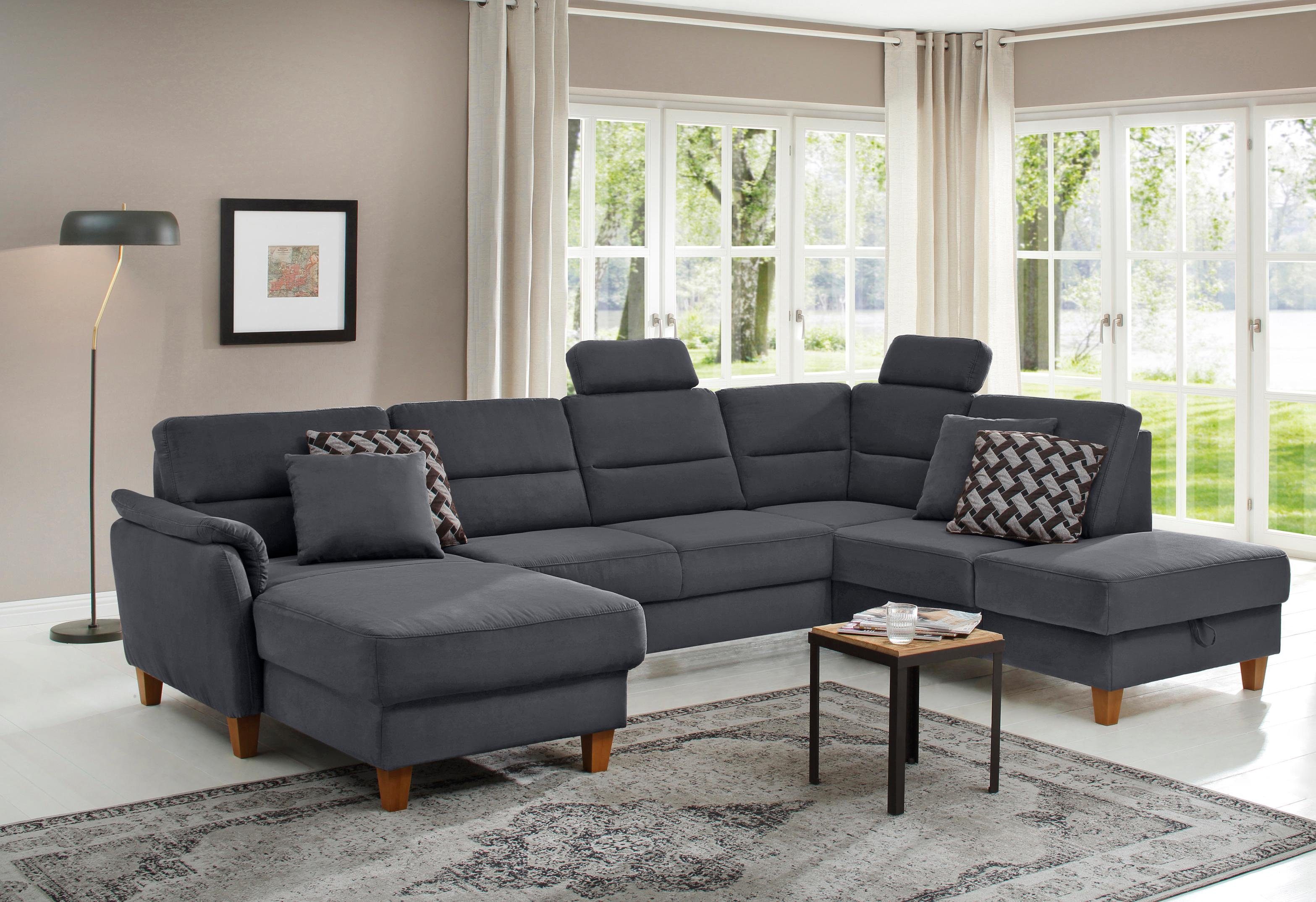 Home affaire Wohnlandschaft "Palmera U-Form, B: 308 cm" optional Bettfunkti günstig online kaufen
