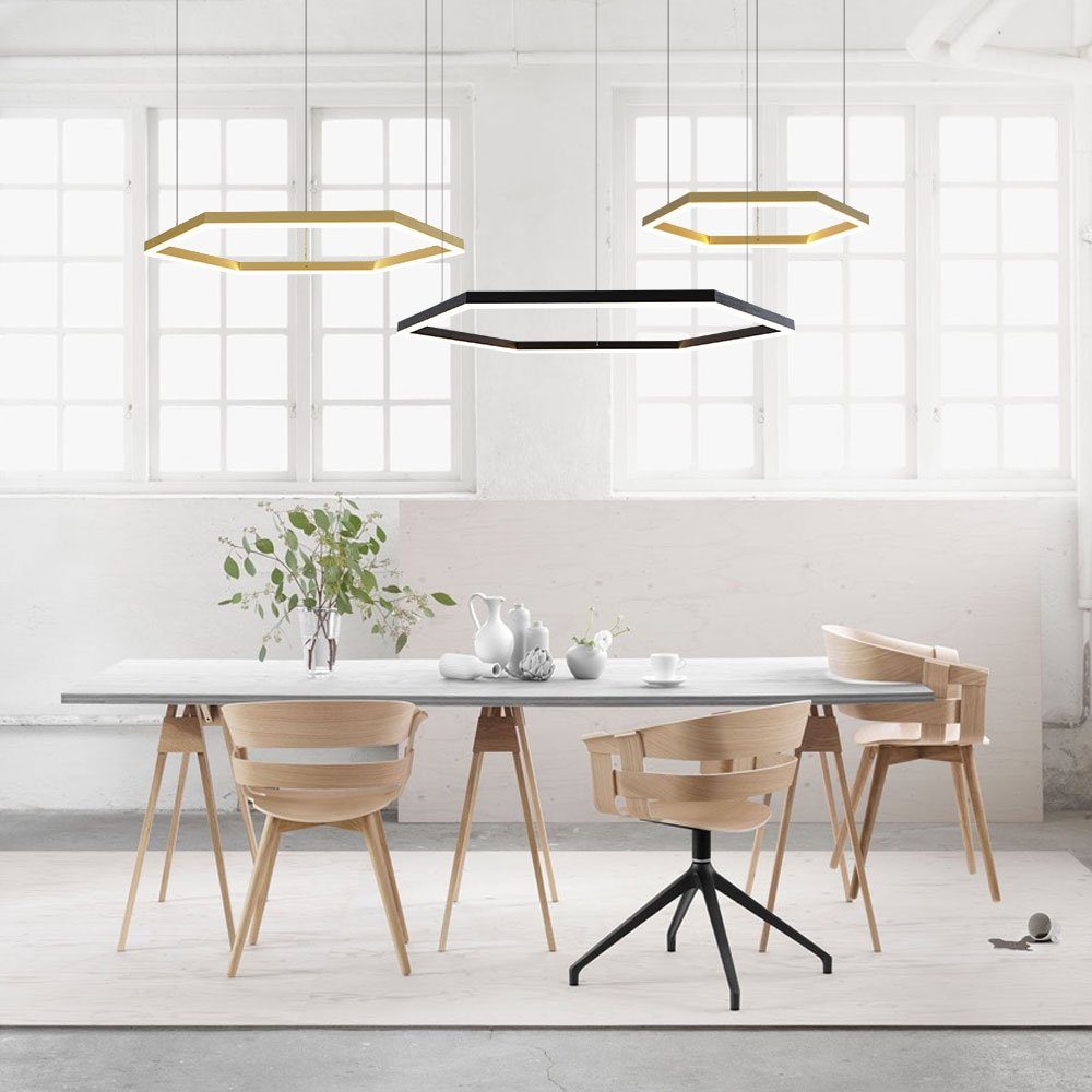 s.luce Pendelleuchte LED Hänge-Kombination Hexa 2-flammig Warmweiß 3-flammig Direktes Phasenanschnitt/-abschnitt Gold, (Dimmschalter), oder - Dimmbar Licht mit