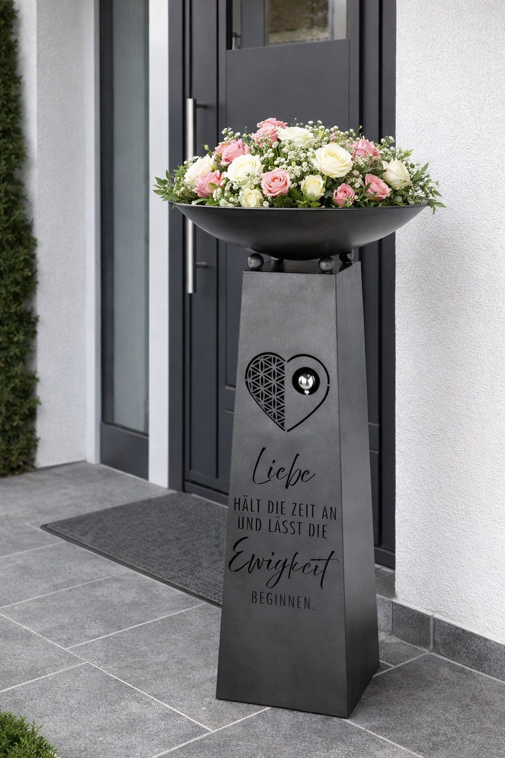 MF Dekoschale Ewige Liebe Schalenständer Metall Grau Antikfinish Dekoschale 95 cm (1 St)