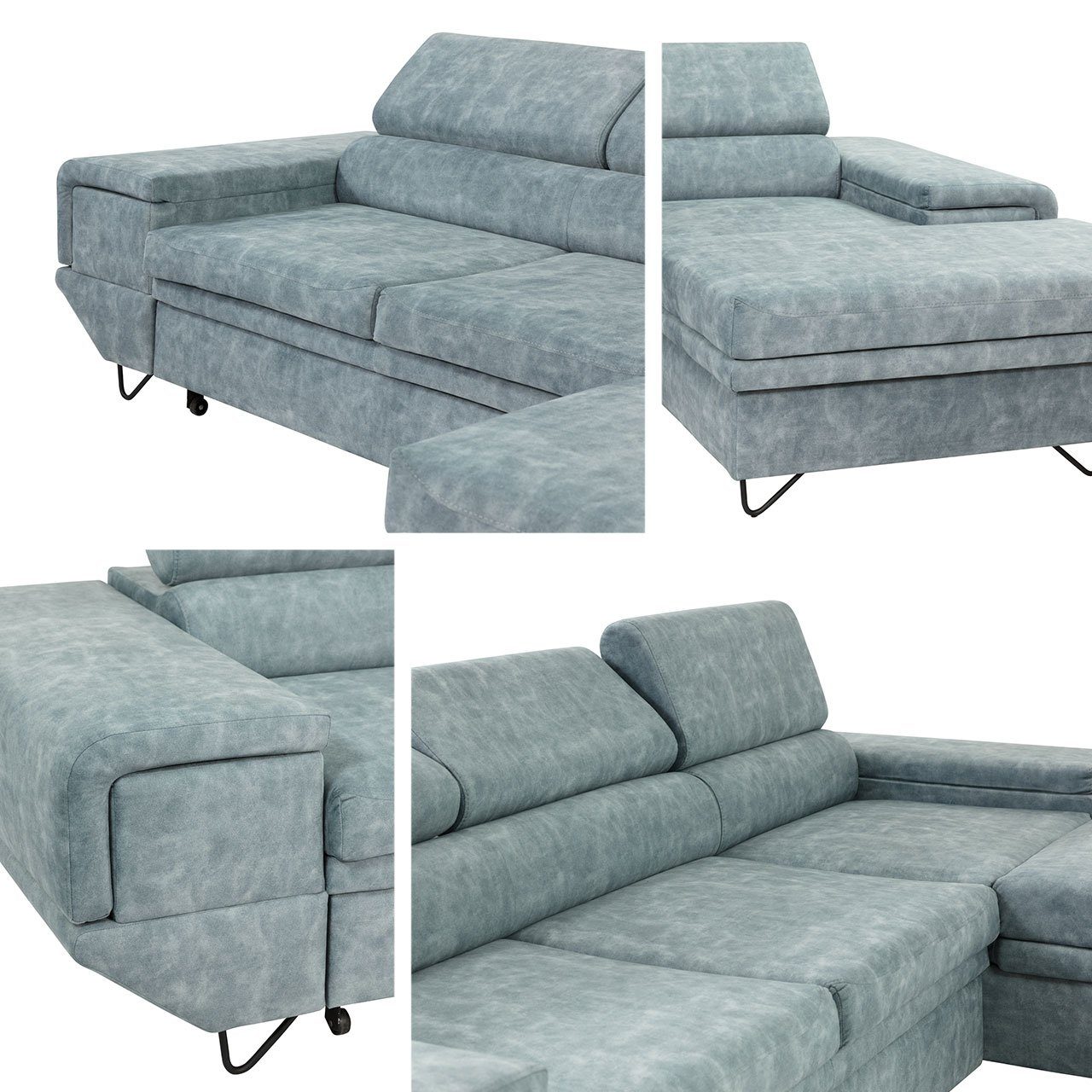 Wohnlandschaft Sofa Wohnzimmer, mit Schlaffunktion Benito, MIRJAN24 Bettkasten, und L-Form für Ecksofa