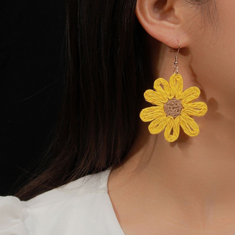 Paar Gelb Paar Holiday Blumen-Ohrringe Damenschmuck Bohemian-Stil Ohrringe AUzzO~ im Ohrhänger