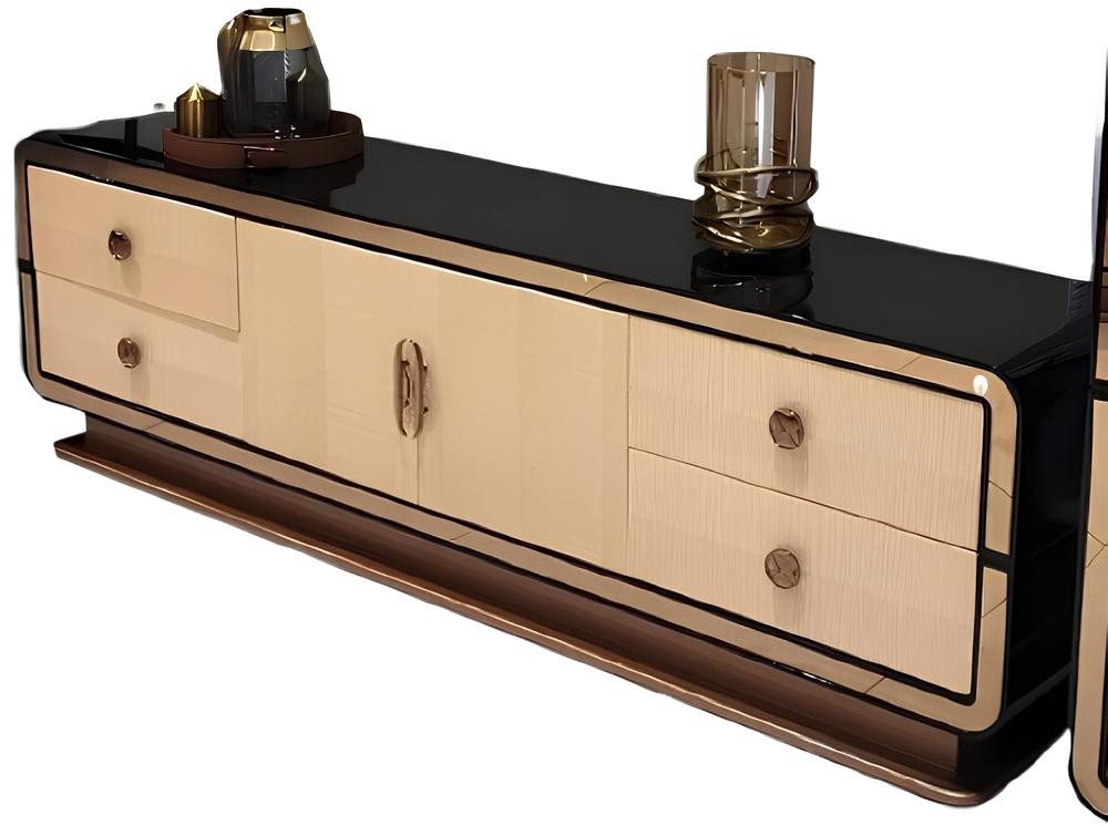 Xlmoebel Sideboard Hochglanz Kommode mit Schubladen und Regalböden in Weiß (Sideboard, 1 St., Sideboard), Hergestellt in Europa