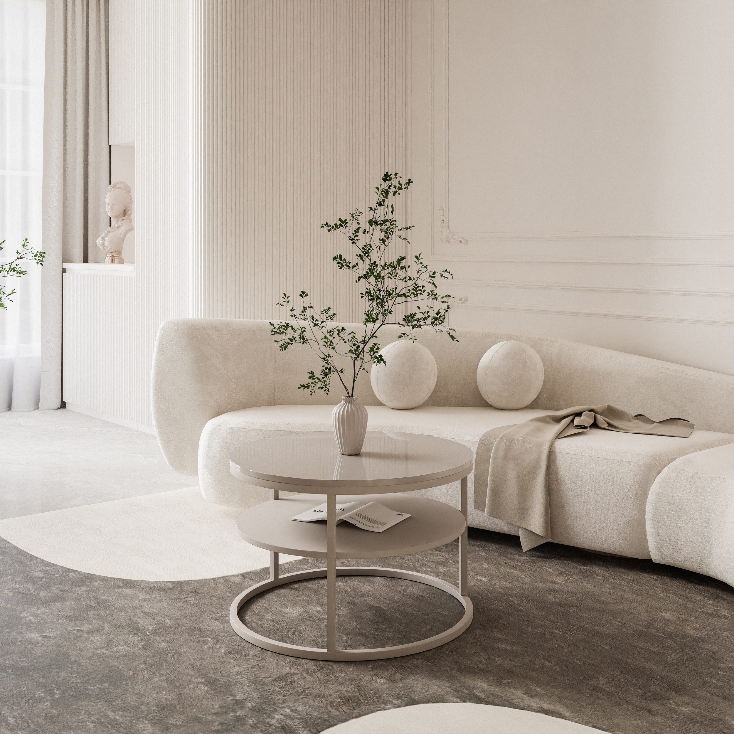 Lookway Couchtisch CIRI SLIM Kaschmir Hochglanz mit Ablage (1 Tisch), Durch günstig online kaufen