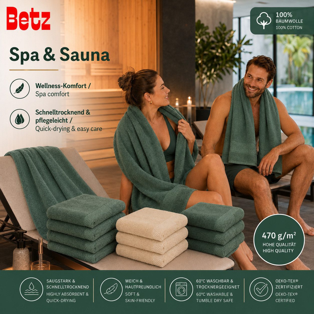 Betz Handtücher Premium Handtuch-Set 12-tlg., 100% Baumwolle (Set, 12-St), Duschtücher,Handtücher, Gästetücher, Seiftücher,Waschhandschuhe – Bild 4 von 5