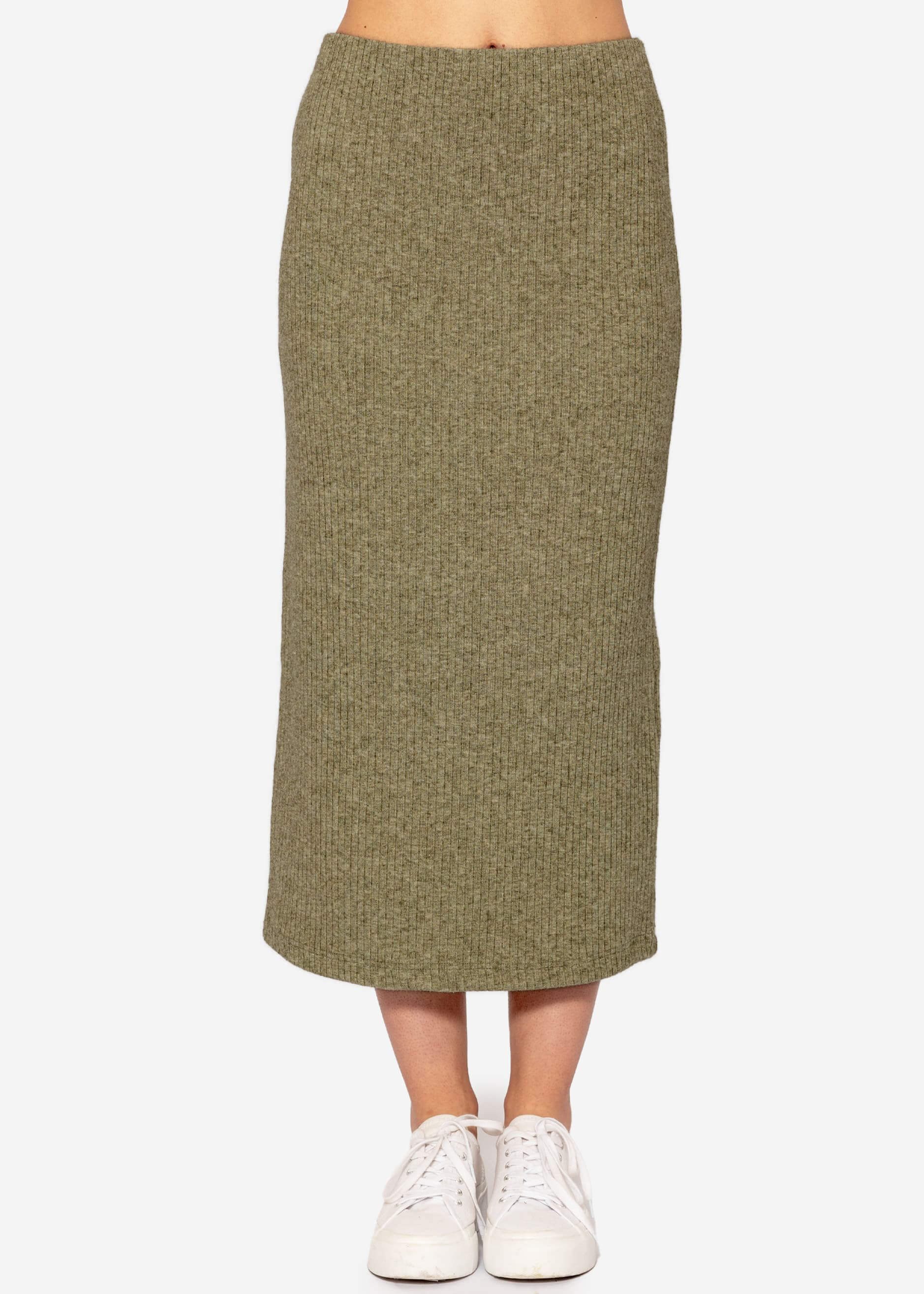 SASSYCLASSY Strickrock Gerippter Midirock Damen mit günstig online kaufen