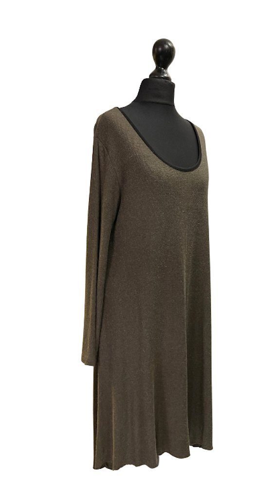 BZNA A-Linien-Kleid Wollkleid Strickkleid Tunika Taupe Wolle Lana