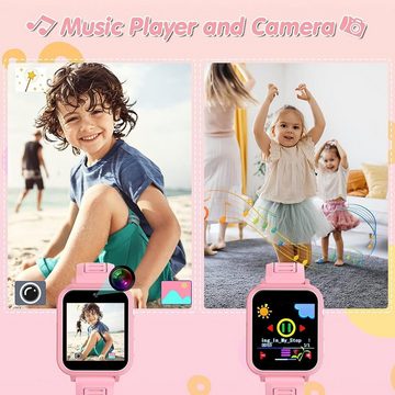 clleylise Smartwatch (1,54 Zoll, SIM Karte), 24 Spiele Musik mit Touchscreen Schrittzähler Kamera Wecker Hörbuch