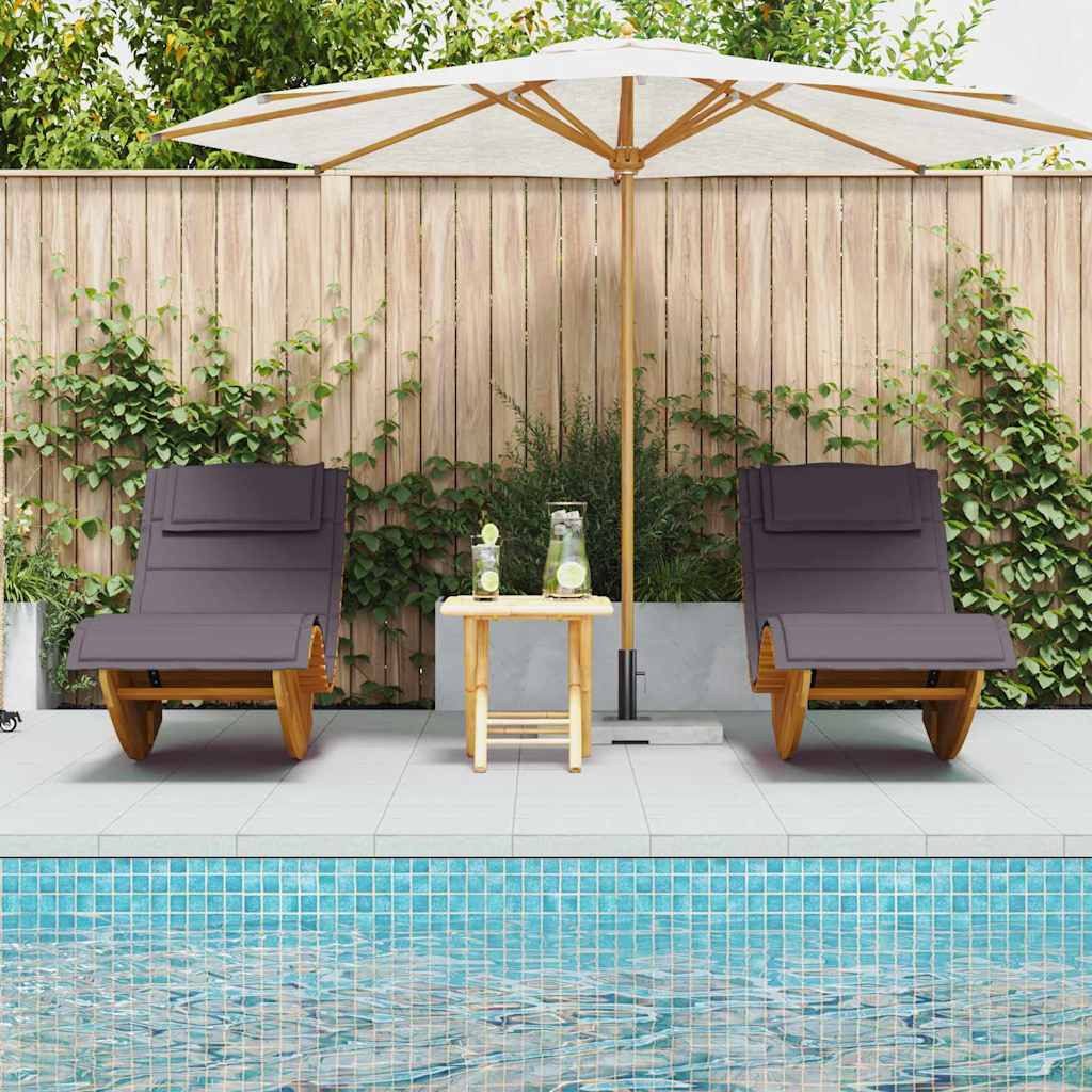 vidaXL Gartenliege Sonnenliege 2 Stk. Massivholz Braun, 2 St.