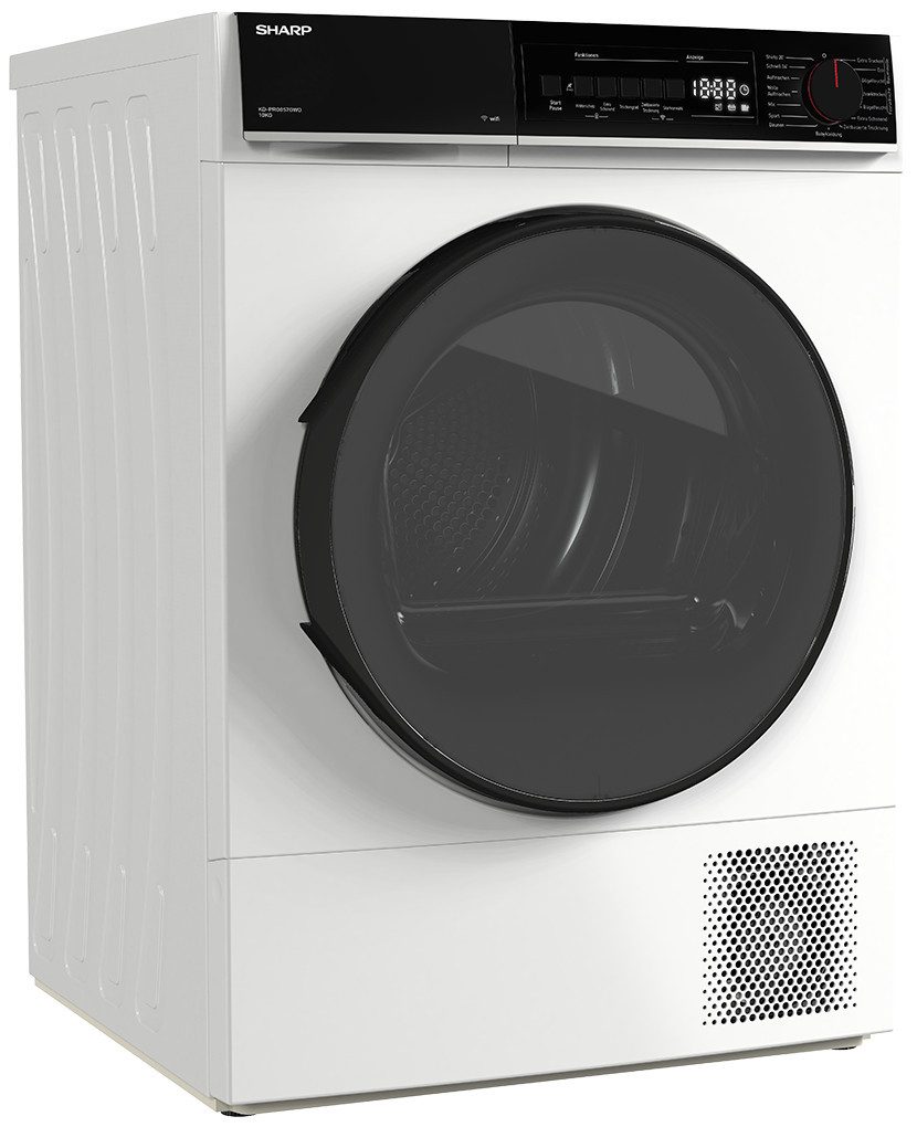 Sharp Wärmepumpentrockner KD-PRO0S7GWD-DE, SoftTouch-Bedienung mit LED-Display, Trommelbeleuchtung, WiFi