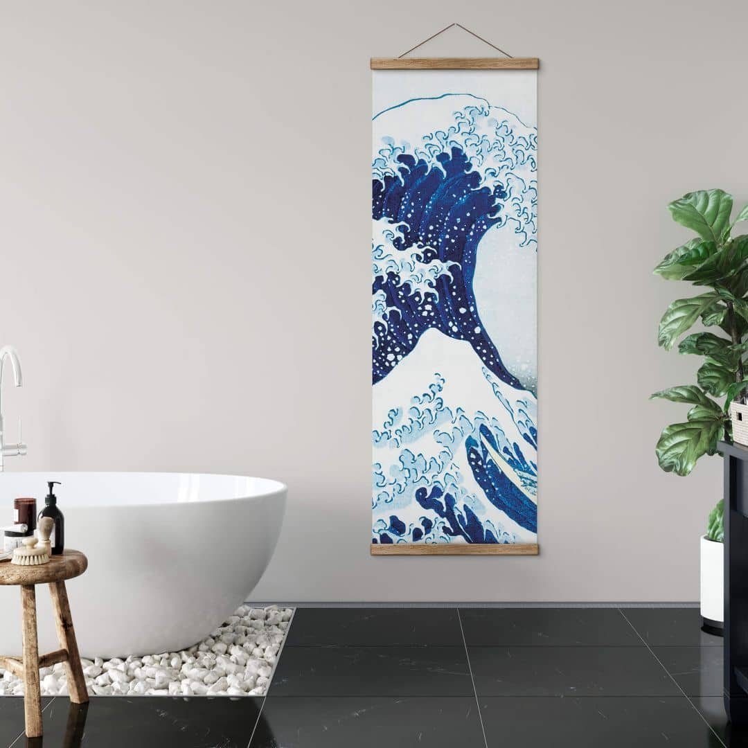 K&L Wall Art Leinwandbild Vintage Stoffbild Poster Große Kanagawa Welle Japan Hokusai, Asiatische Kunst Banner ohne Zubehör