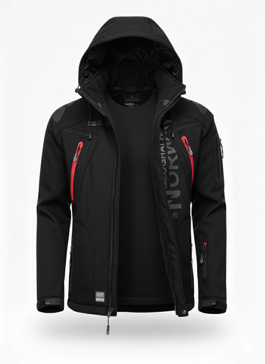 Geographical Norway Softshelljacke Herren Herbst Winter Jacke Softshell Jacke Outdoor Übergangsjacke (1-St) Mit Kaputze 3XL Bis 7XL