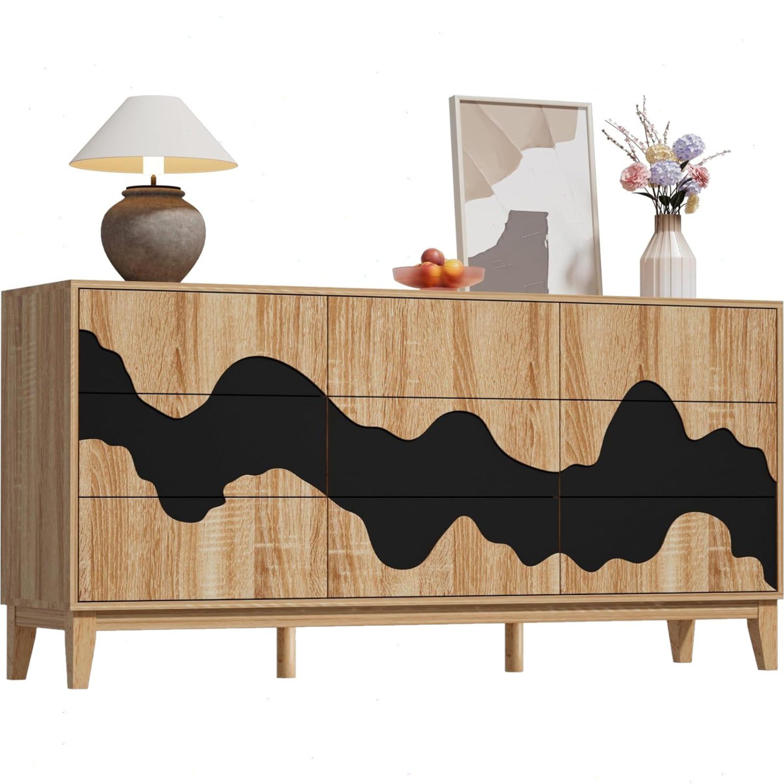 UEV Sideboard mit 9 Schubladen, Modern Kommode mit Wellenmuster (Packung, S günstig online kaufen
