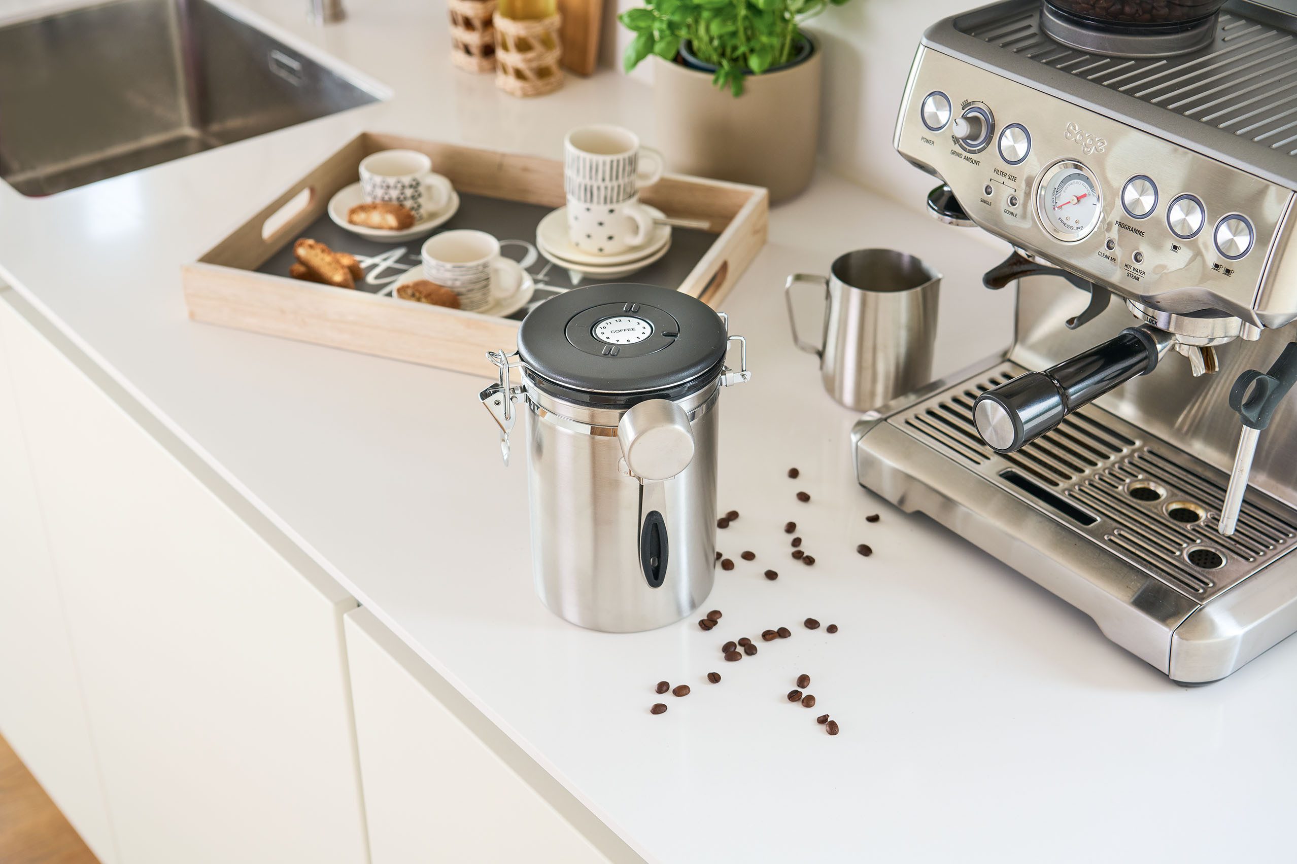 Zeller Present Kaffeedose, Edelstahl, Kunststoff, (1-tlg), mit Datumsanzeige, Löffel