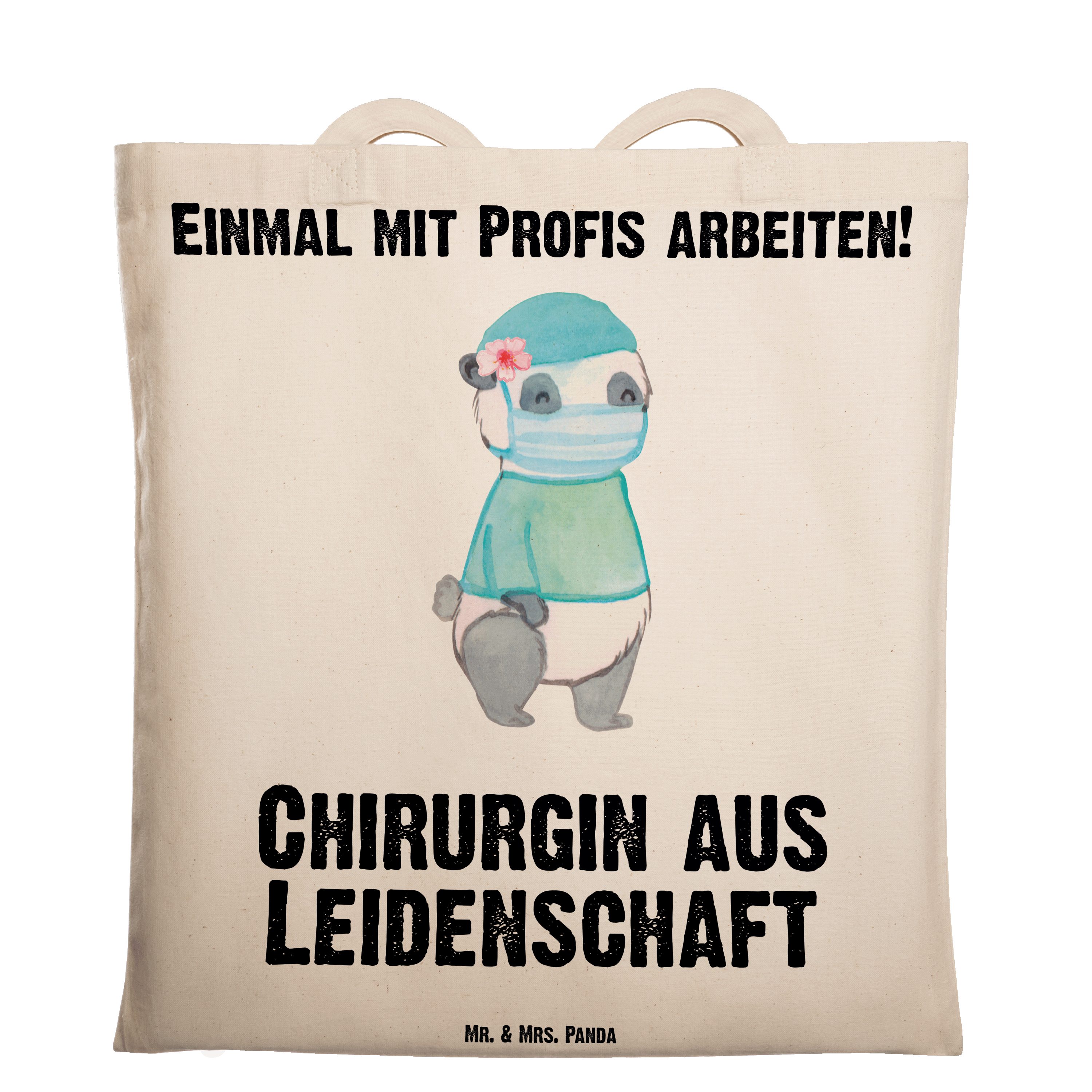 (1-tlg) Leidenschaft Geschenk, Chirurgin Panda Einkaufstasche, aus Mrs. & - Tragetasche Transparent Mr. -