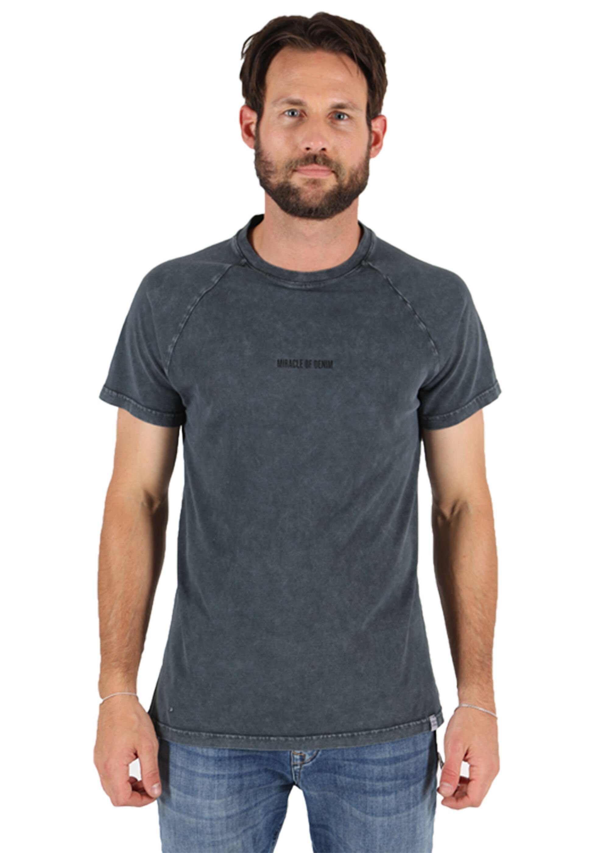 Miracle of Denim T-Shirt im unifarbenen Design Anthra