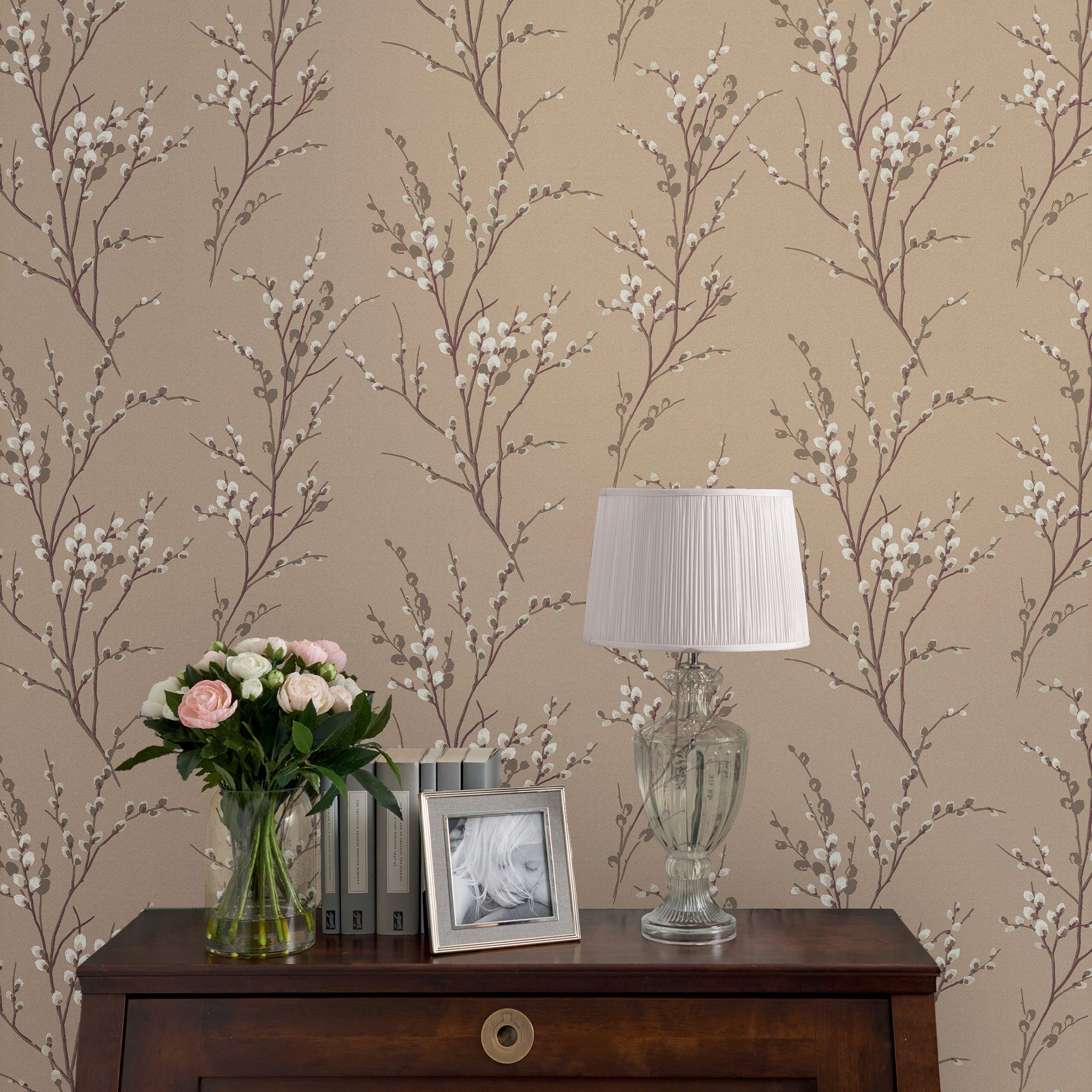 LAURA ASHLEY Vliestapete Pussy Willow, gemustert, FSC® zertifiziert, mit lebhaftem Druck, 10 Meter Länge