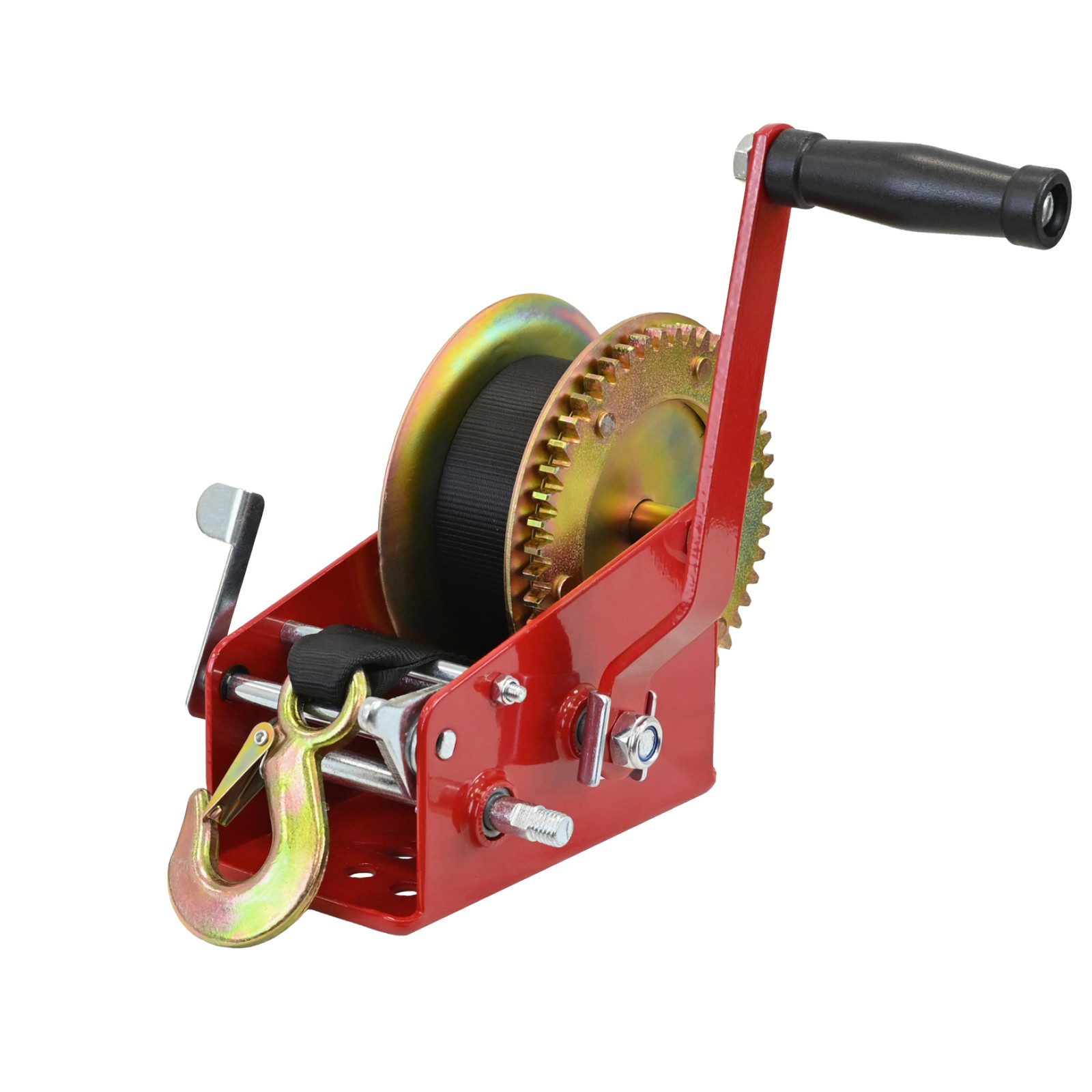 TRUTZHOLM Winde Gurtwinde 1600 kg Gurtlänge 10 m Gurtbreite 5 cm Handwinde Bootswinde, (1-St), Lasthaken mit Tropfenöffnung, Sperrhebel, Rücklaufsperre