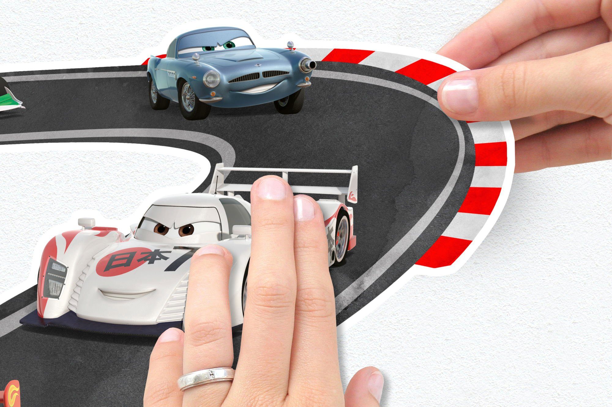 Komar Wandtattoo Cars Track - Größe 50 x 70 cm (9 St), selbstklebend, Wandsticker, Kinderzimmer